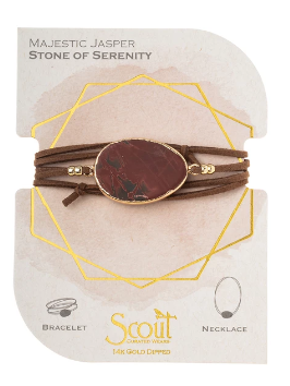 Suede/Stone Wrap - Majestic Jasper / Gold / Stone of Serenity