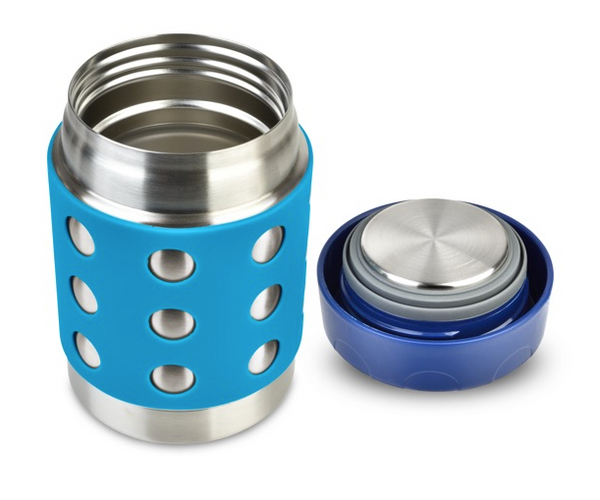 Stainless Steel Insulated Food Container, 12 oz, Aqua Dots