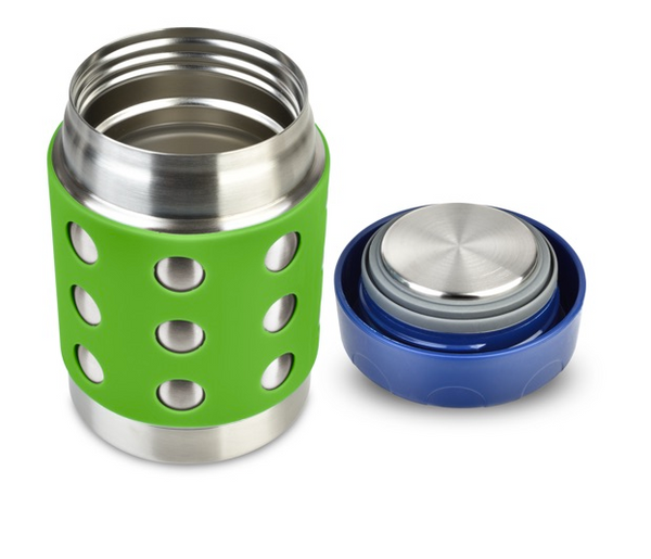 Stainless Steel Insulated Food Container, 12 oz, Green Dots