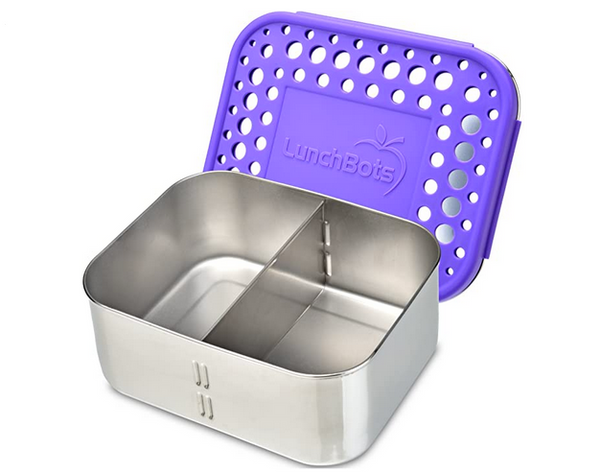 Stainless Steel Deep Duo Container - Purple Dots