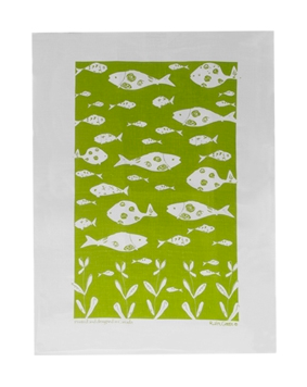 Linen Towel, Green Bottle Fish