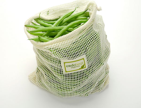 Mesh Produce Bags, 100% Organic Cotton, Set of 4 (2 x M, 2 x L)