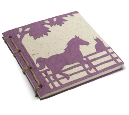 Twine Journal Horse & Cat Purple