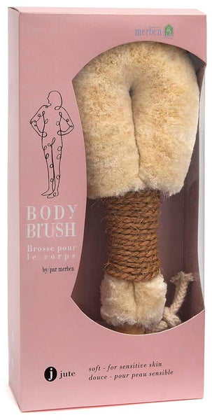 9" Medium Jute Dry Body Brush with Brown Natural Cord Handle