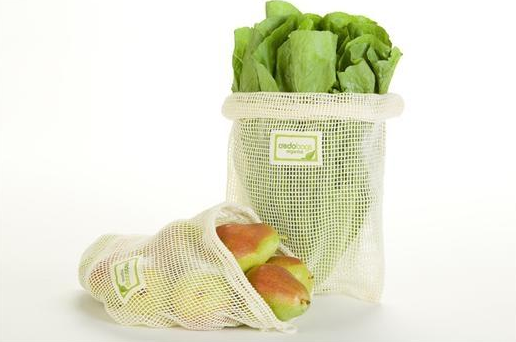 Sacs à fruits et légumes en maille, 100% coton biologique, lot de 4 (2 x M, 2 x L)