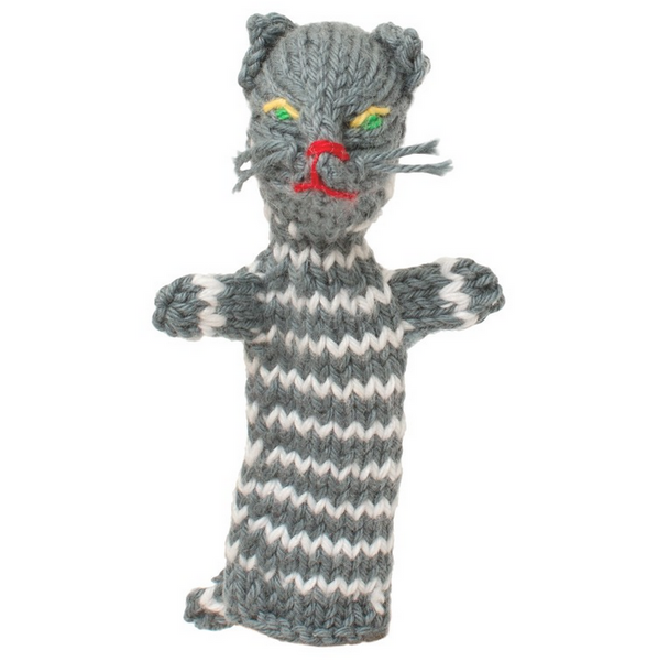 Marionnettes de doigt de coton organique lumineuse-chat