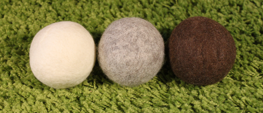 Boules de séchoir en laine pure - Lot de 3 boules blanches