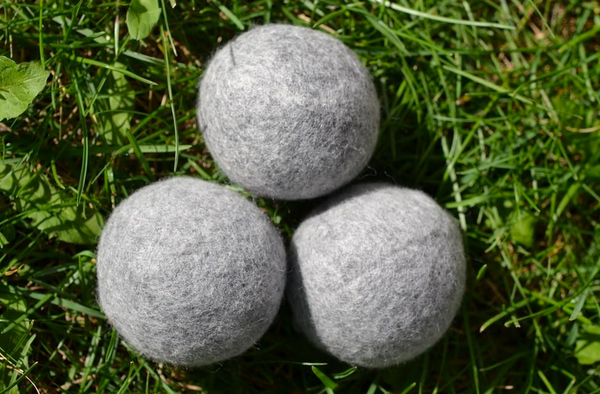 Boules de dessiccateur pures de laine-ensemble de 3 gris