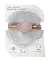 Suede/Stone Wrap - Rose Quartz / Silver / Stone of the Heart