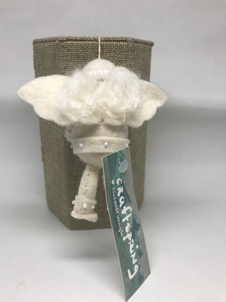 Rosy Cheeked Angel with Dove Felt Ornament