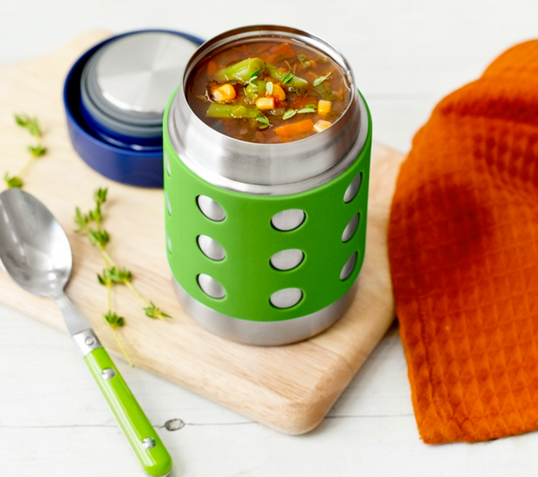 Stainless Steel Insulated Food Container, 12 oz, Green Dots
