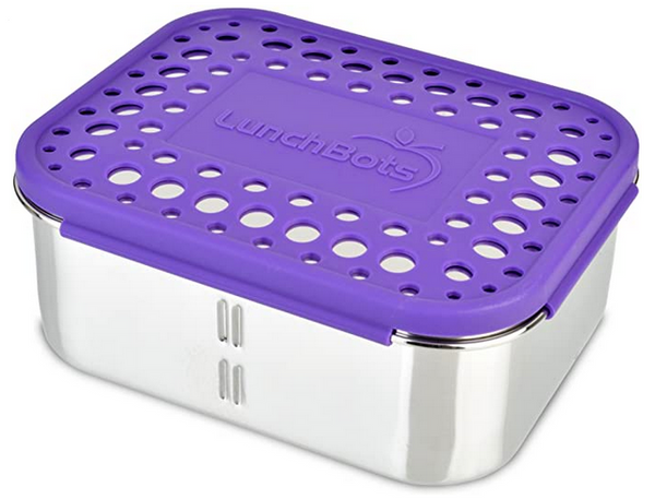 Stainless Steel Deep Duo Container - Purple Dots