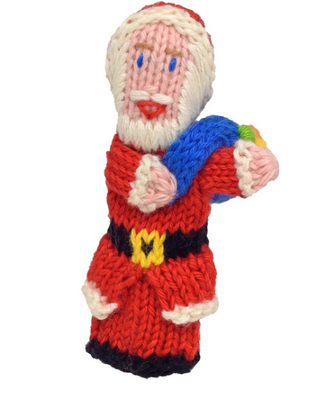 Bright Organic Cotton Finger Puppets - Santa Claus