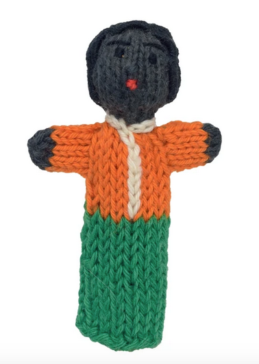 Bright Organic Cotton Finger Puppets - African American Boy