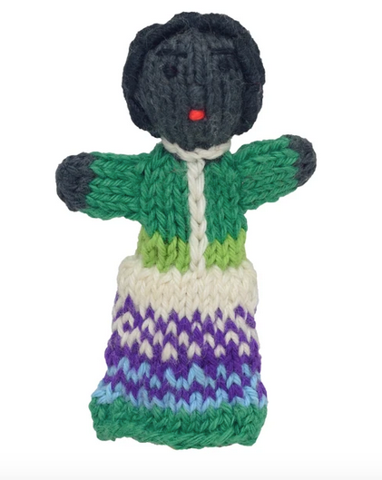 Bright Organic Cotton Finger Puppets - African American Girl