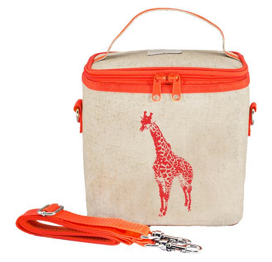 Insulated Neon Orange Giraffe Small Cooler Bag