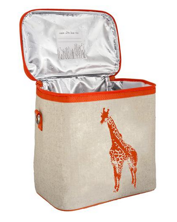 Insulated Neon Orange Giraffe Small Cooler Bag