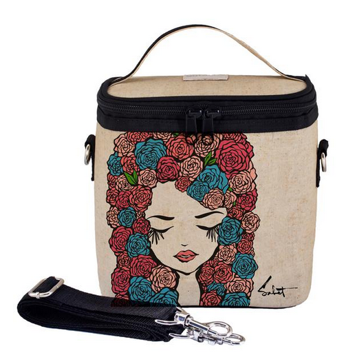 Insulated Pixopop Roses Girl Large Cooler Bag