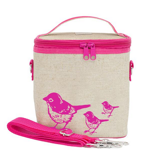 Insulated Pink Birds Small Cooler Bag