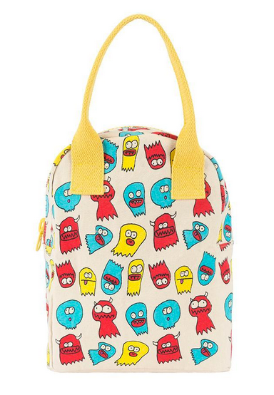 100% Organic Cotton Zippered Lunch Bag "Jelly Ghosts"