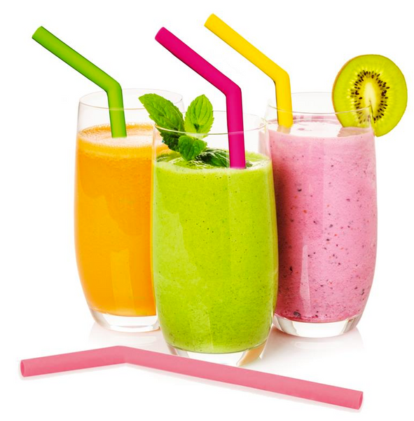 Silicone Smoothie Straws - with brush (4-Pack)